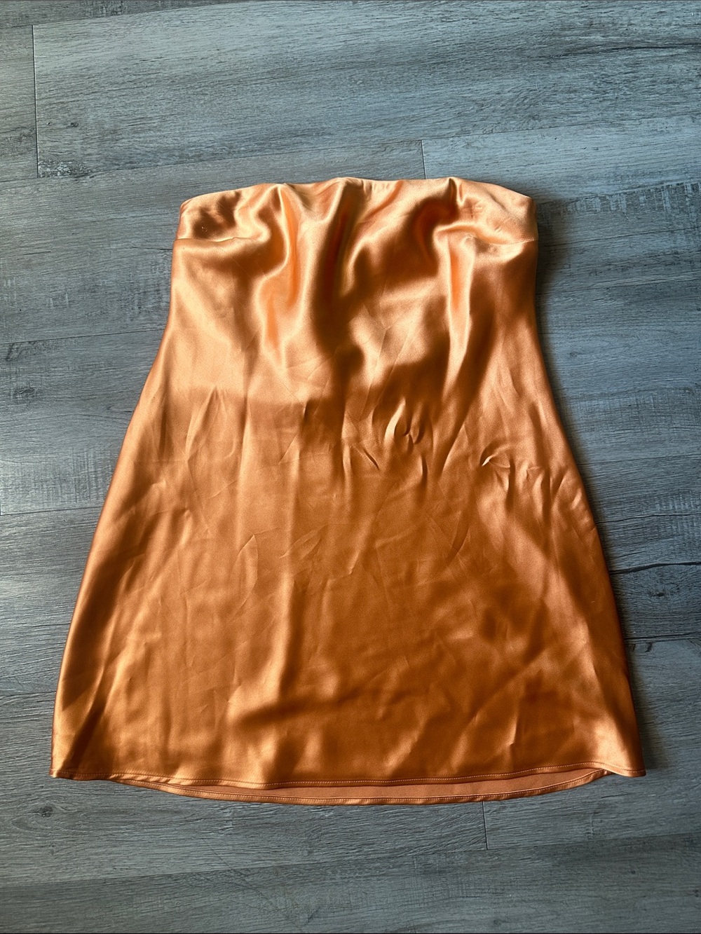 wild fable Strapless Satin Mini Dress in Copper Orange